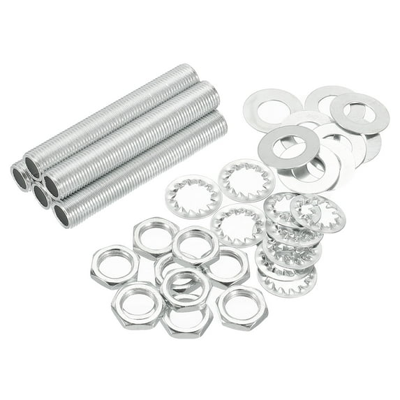 Uxcell 1/8IP Screw Thread Hex Fasteners Lock 2.4" Lamp Pipe Kit with Nuts Washers 35 Pack