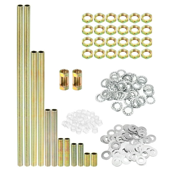 Uxcell 1/8IP Thread 6 Size Lamp Pipe Kit with Nuts Washers Fasteners Assortment Hardware 2 Set