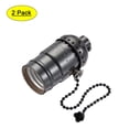 thumbnail image 1 of Uxcell 1/8IP Thread Screw Pull Switch Bulb Holder E26 E27 Lamp Socket Black 2 Pack, 1 of 5