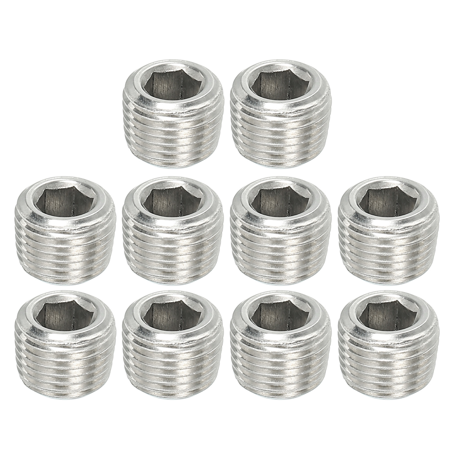 Plug Socket Threads Uxcell 1/8NPT Male Pipe Plug Internal Hex Thread Socket Solid Stainless ...