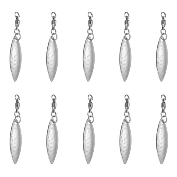 Uxcell 1.8x0.4 Inch Tail Spinner Fishing Blades with Ball Bearing Swivels Spinnerbait Lure Making Supplies, Silver 10 Pack