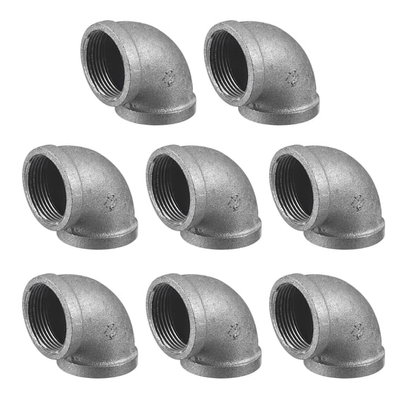 Uxcell 1 9/16"(40mm) 90 Degree Malleable Iron Elbow Fitting, Threaded Pipes Fitting Brackets Nipples for Vintage Fixtures DIY Furniture Pipe Plumbing, 8Pcs