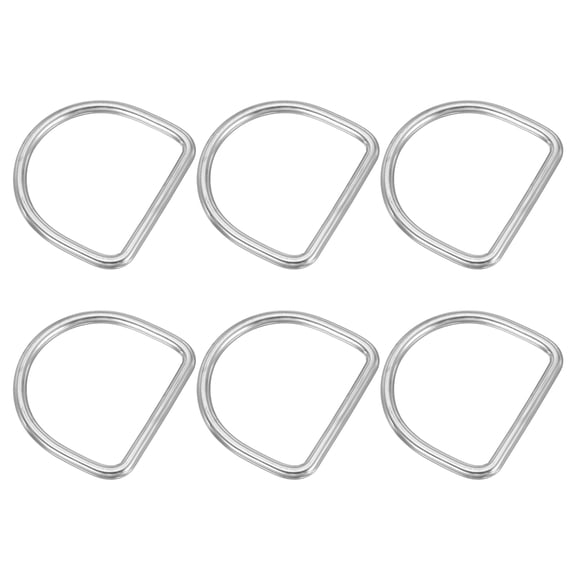 Uxcell Metal D-Rings Stainless Steel D Ring Welded Solid Dee Rings DIY Accessories for Belts Sewing Dog Collars Webbing Straps 5x50mm