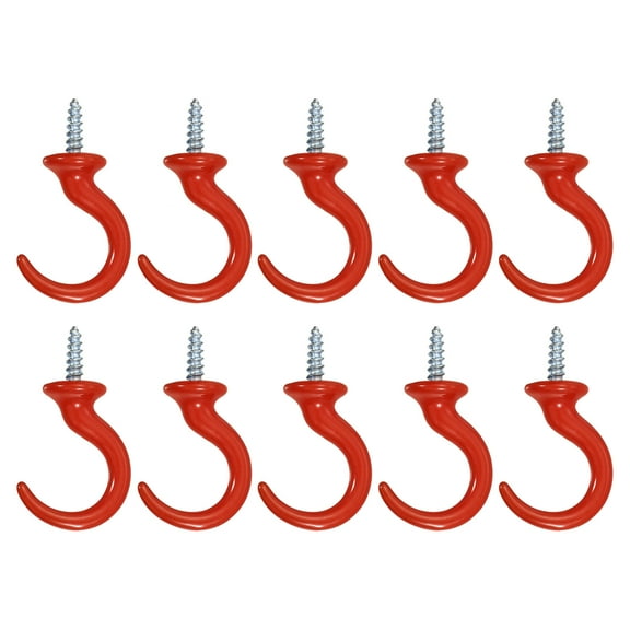 Uxcell 1.9" x 1.1" Ceiling Hook, 10 Pcs Screw Ceiling Orchid Hook for Plant Hanging, Red
