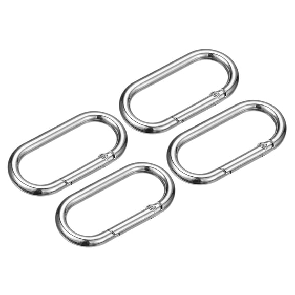 Uxcell 1.93 Inch Spring Oval Ring Round Snap Clip Trigger for Bag Purse Keychain, 4Pack Silver