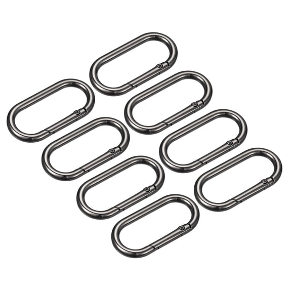 Uxcell 1.93 Inch Spring Oval Ring Round Snap Clip Trigger for Bag Purse Keychain, 8Pack Dark Grey