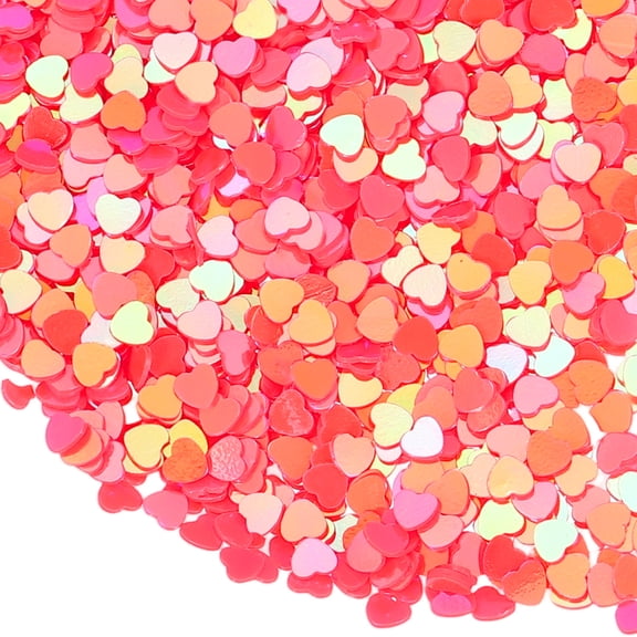 Uxcell 1.94oz(55g) Heart Glitter Confetti, 3mm Art Craft Glitter Holographic Sequins Table Confetti Laser Sequins for Crafts DIY Nail and Party Wedding Festival Decoration, Peach Red