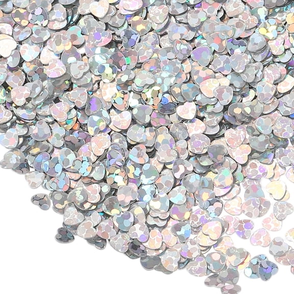 Uxcell 1.94oz(55g) Heart Glitter Confetti, 3mm Art Craft Glitter Holographic Sequins Table Confetti Laser Sequins for Crafts DIY Nail and Party Wedding Festival Decoration, Laser Silver