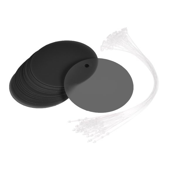 Uxcell 1.95 inch Round Plastic Tags Tear Proof Waterproof Price Tags with Tie Black 50 pcs