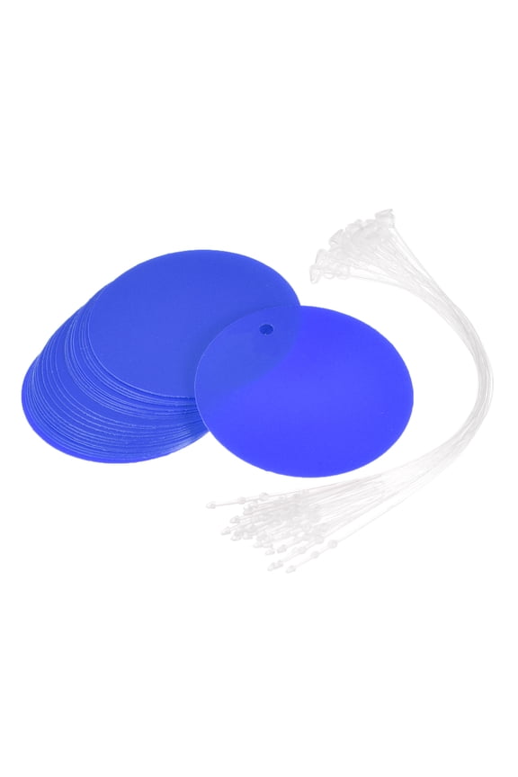 1.95 inch Round Plastic Tags Tear Proof Waterproof Price Tags with Tie Blue 25 pcs