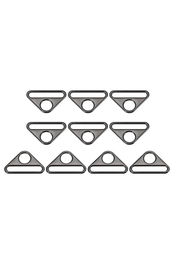 1.97" Adjuster Triangle with Bar Swivel Clip D Dee Ring Buckle, 10Pack Dark Grey