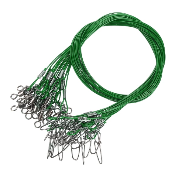 Uxcell 1.97" Fishing Leaders Wire Stainless Steel Fishing Leaders Trace Line with Swivels and Snaps, 20 Pack, Green