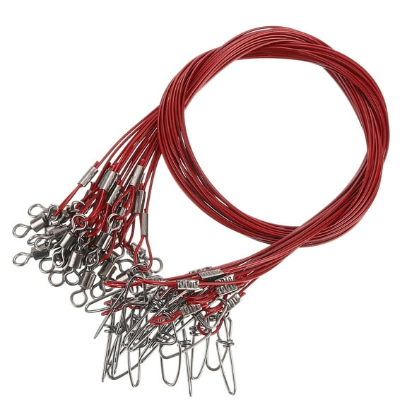 Uxcell 1.97" Fishing Leaders Wire Stainless Steel Fishing Leaders Trace Line with Swivels and Snaps, 20 Pack, Red