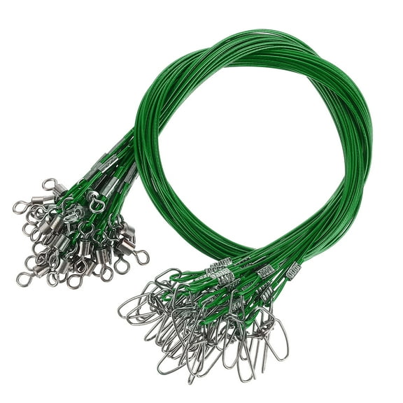 Uxcell 1.97" Fishing Leaders Wire Stainless Steel Fishing Leaders Trace Line with Swivels and Snaps, 30 Pack, Green