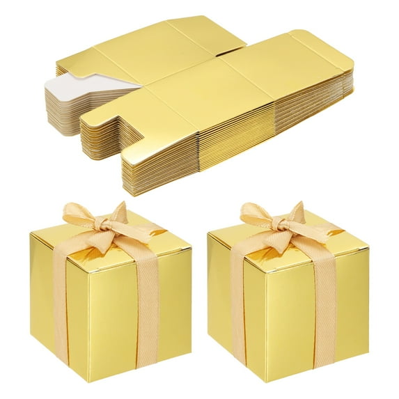 Uxcell Favor Boxes, Candy Party Butterfly Gift Boxes for Wedding Mother's Day Easter Anniversary Gold