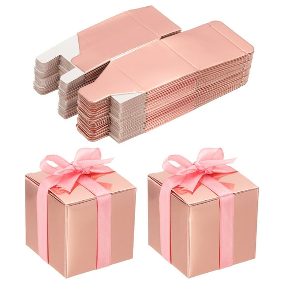 Uxcell Favor Boxes, Candy Party Butterfly Gift Boxes for Wedding Mother's Day Easter Anniversary Christmas Rose Gold