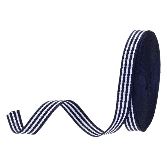 Uxcell 3/8" Navy and White Striped Grosgrain Ribbon, 10 Yard Polyester Fabric Stripe Craft Ribbon Double Faced Design for Bow Gift Wrapping DIY Making Christmas Decorations