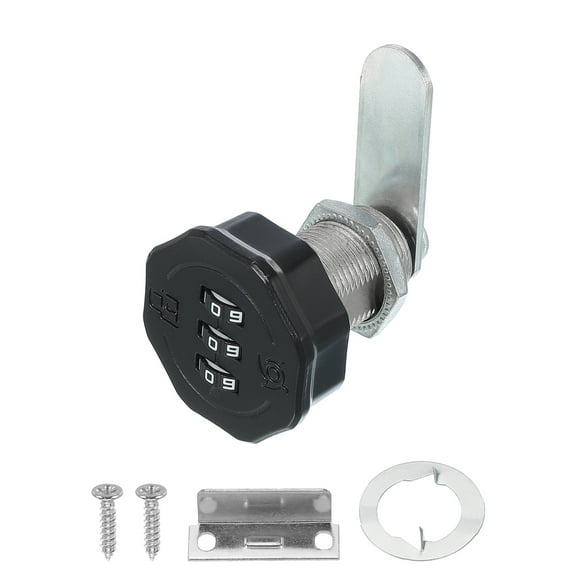 Uxcell 1" Combination Cabinet Cam Lock Zinc Alloy Keyless 3-Digit Password Coded Lock, Black