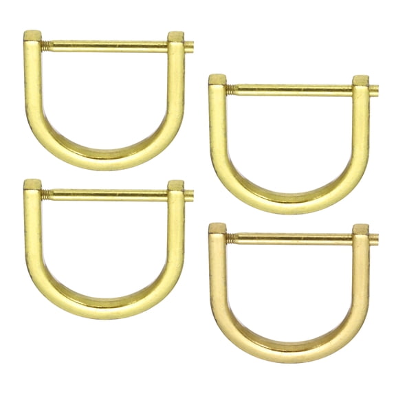 Uxcell 1" D-Rings Screw in Shackle, 4 Pcs Horseshoe U Shape D Ring Zinc Alloy Buckles for Purse Keychain, Gold