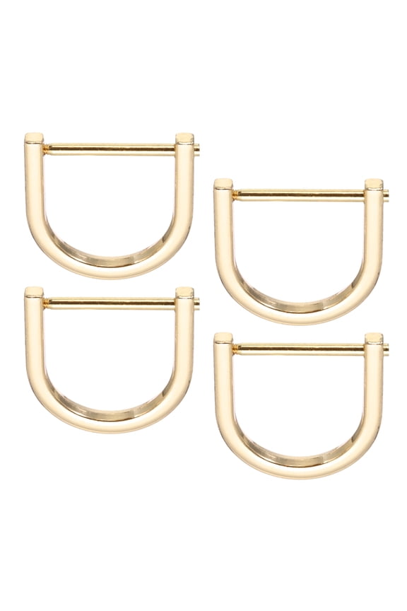 1" D-Rings Screw in Shackle, 4 Pcs Horseshoe U Shape D Ring Zinc Alloy Buckles for Purse Keychain, Light Gold