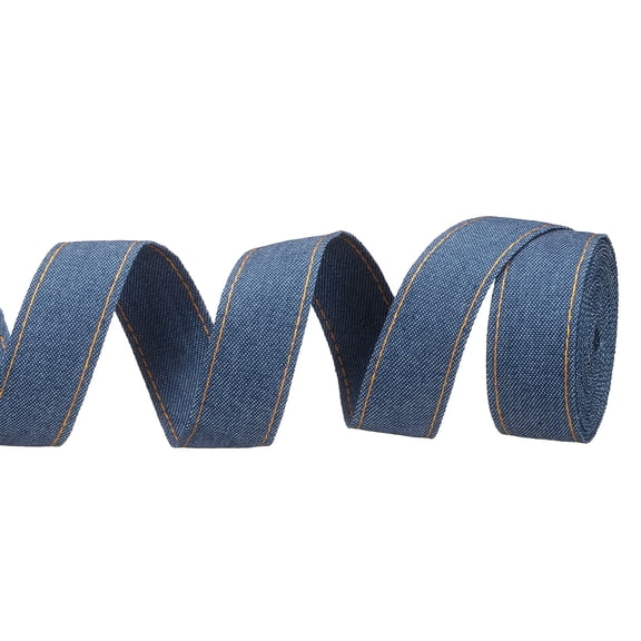 Uxcell 1" Denim Ribbon, 1 Roll 3 Yard Layering Jean Fabric Craft Strip for Bow DIY Making Hair Clip Garment Sewing Decorations, Dark Blue