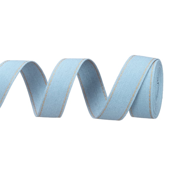 Uxcell 1" Denim Ribbon, 1 Roll 3 Yard Layering Jean Fabric Craft Strip for Bow DIY Making Hair Clip Garment Sewing Decorations, Light Blue