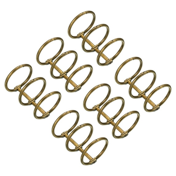 Uxcell 1" Dia 3 Circle Detachable Metal Binder Rings Loose Leaf Rings Bronze 6 Pack