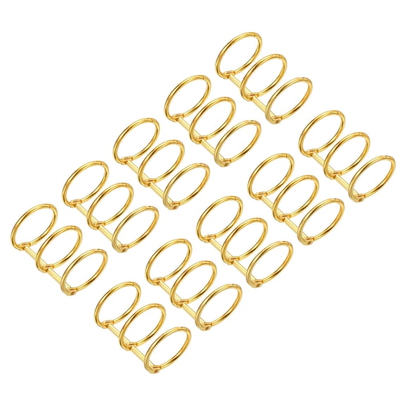 Uxcell 1" Dia 3 Circle Detachable Metal Binder Rings Loose Leaf Rings Gold Tone 10 Pack