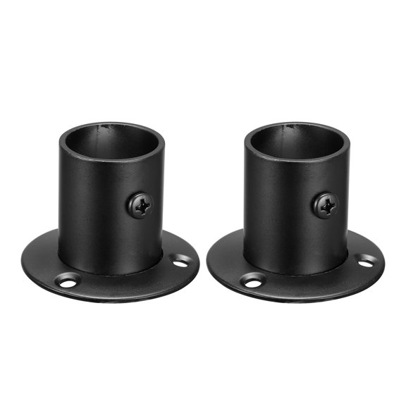 Uxcell 1'' Dia Stainless Steel Pole Sockets Flange Rod Holder Bracket Support, Black 2 Pack