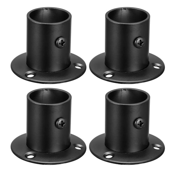 Uxcell 1'' Dia Stainless Steel Pole Sockets Flange Rod Holder Bracket Support, Black 4 Pack
