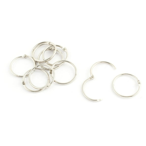 Uxcell 1" Diameter Scrapbooking Book Loose Leaf Keychain Clip Binder Rings Metal Silver Tone 10pcs