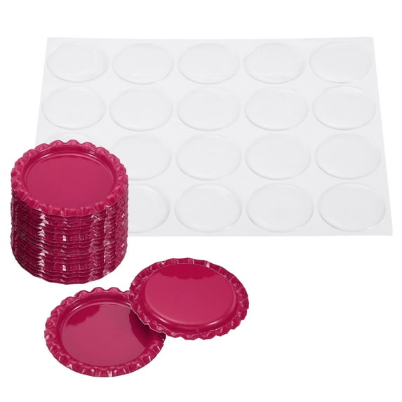 Uxcell 1" Flat Decorative Bottle Caps Craft Pendant Double Sides Printed with Clear Resin Stickers Rose Red 20 Set
