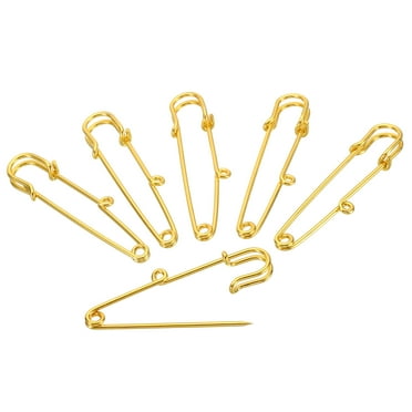 Uxcell 1 Holes Brooch Pins 2.2 Inch Metal Decorative Collar Safety Pins Clips, Gold Tone, 20pcs