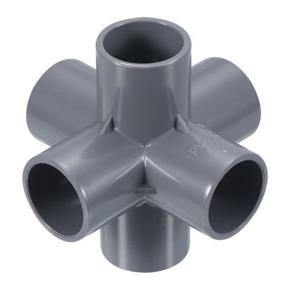 Uxcell 6 Way Elbow Pipe Fittings Joint Coupling Pipe Adapter, Gray 1" 1