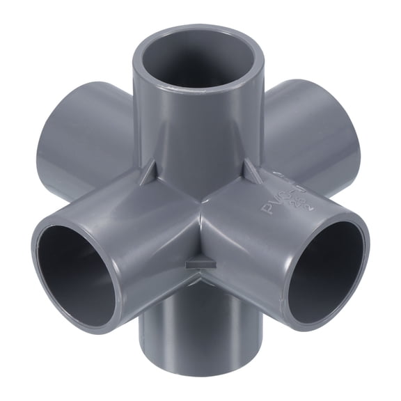 Uxcell 6 Way Elbow Pipe Fittings Joint Coupling Pipe Adapter, Gray 1" 1