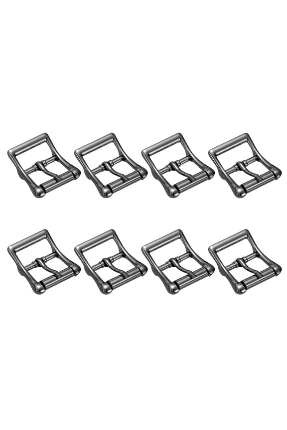 1 IN(25mm) Metal Roller Buckle [8Pcs] - Webbing Belts Center Bar Single Prong Buckle - [Black] Curved Loops Clasp