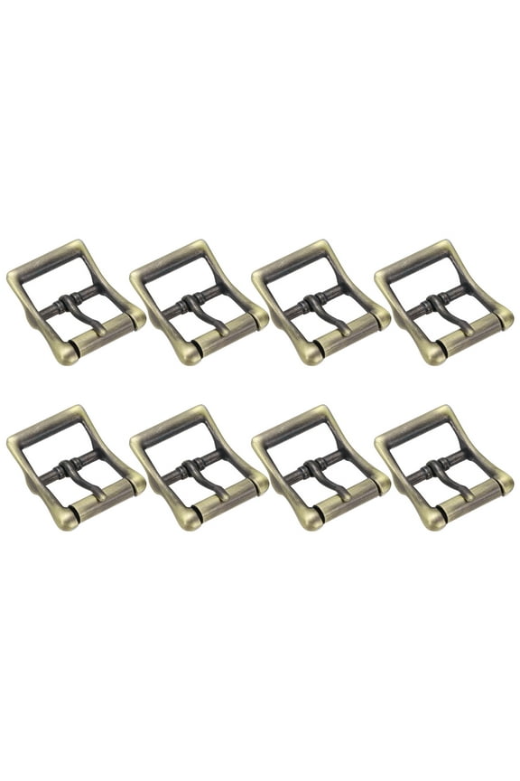 1 IN(25mm) Metal Roller Buckle [8Pcs] - Webbing Belts Center Bar Single Prong Buckle - [Copper Tone] Curved Loops Clasp