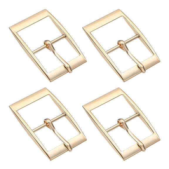 Uxcell 1 IN(25mm) Metal Single Prong Buckle [4Pcs] - Webbing Belts Center Bar Buckle - [Gold Tone] Square Loops Clasp