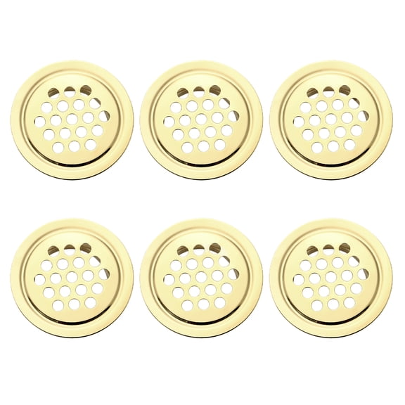 Uxcell 1 Inch (25mm) Circular Air Vents, 6 Pack Stainless Steel Soffit Vent Louver Round Mesh Hole Flat Louver for Kitchen Bathroom Shoe Cabinet Wardrobe, Gold