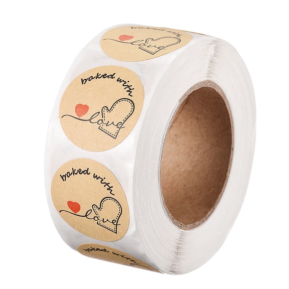 Uxcell 1 Inch Baked with Love Stickers 500 Pieces Labels 1 Roll