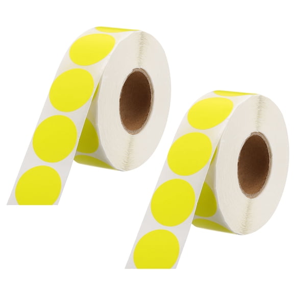 Uxcell 1 Inch Circle Dot Stickers Color Coding Labels for Organizing and Gift Wrapping Fluorescent Yellow 2 Roll 2000 Pcs/Roll