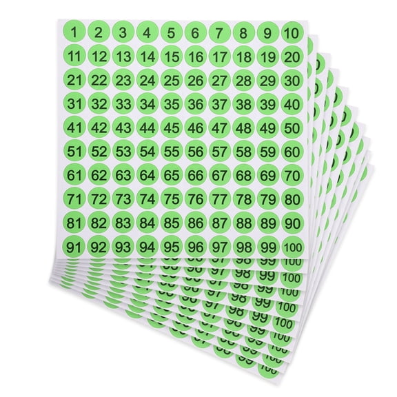Uxcell 1 Inch Consecutive Number Stickers, 10 Pcs 1 to 100 Waterproof Self-Adhesive Decal for Inventory, Storage Organization, Boxes, Bins, Toolbox, Lockers, Green