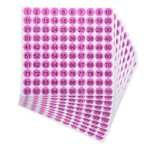 Uxcell 1 Inch Consecutive Number Stickers, 10 Pcs 1 to 100 Waterproof Self-Adhesive Decal for Inventory, Storage Organization, Boxes, Bins, Toolbox, Lockers, Pink