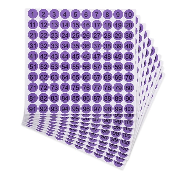 Uxcell 1 Inch Consecutive Number Stickers, 10 Pcs 1 to 100 Waterproof Self-Adhesive Decal for Inventory, Storage Organization, Boxes, Bins, Toolbox, Lockers, Purple