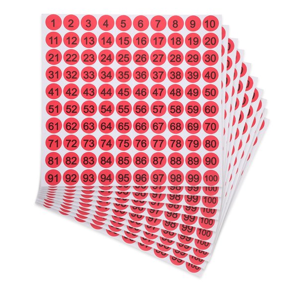 Uxcell 1 Inch Consecutive Number Stickers, 10 Pcs 1 to 100 Waterproof Self-Adhesive Decal for Inventory, Storage Organization, Boxes, Bins, Toolbox, Lockers, Red