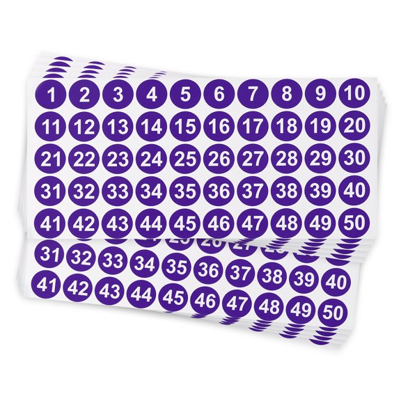 Uxcell 1 Inch Consecutive Number Stickers, 5 Set 1 to 100 Waterproof Self-Adhesive Decal for Inventory, Storage Organization, Boxes, Bins, Toolbox, Lockers, Purple