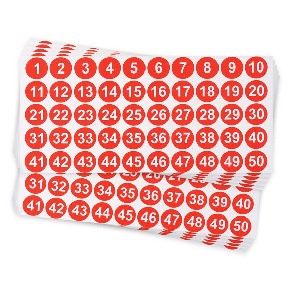 Uxcell 1 Inch Consecutive Number Stickers, 5 Set 1 to 100 Waterproof Self-Adhesive Decal for Inventory, Storage Organization, Boxes, Bins, Toolbox, Lockers, Red