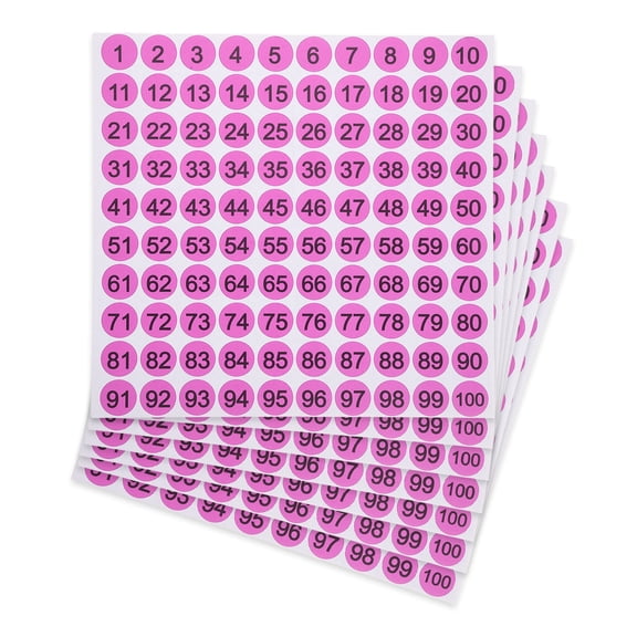 Uxcell 1 Inch Consecutive Number Stickers, 7 Pcs 1 to 100 Waterproof Self-Adhesive Decal for Inventory, Storage Organization, Boxes, Bins, Toolbox, Lockers, Pink