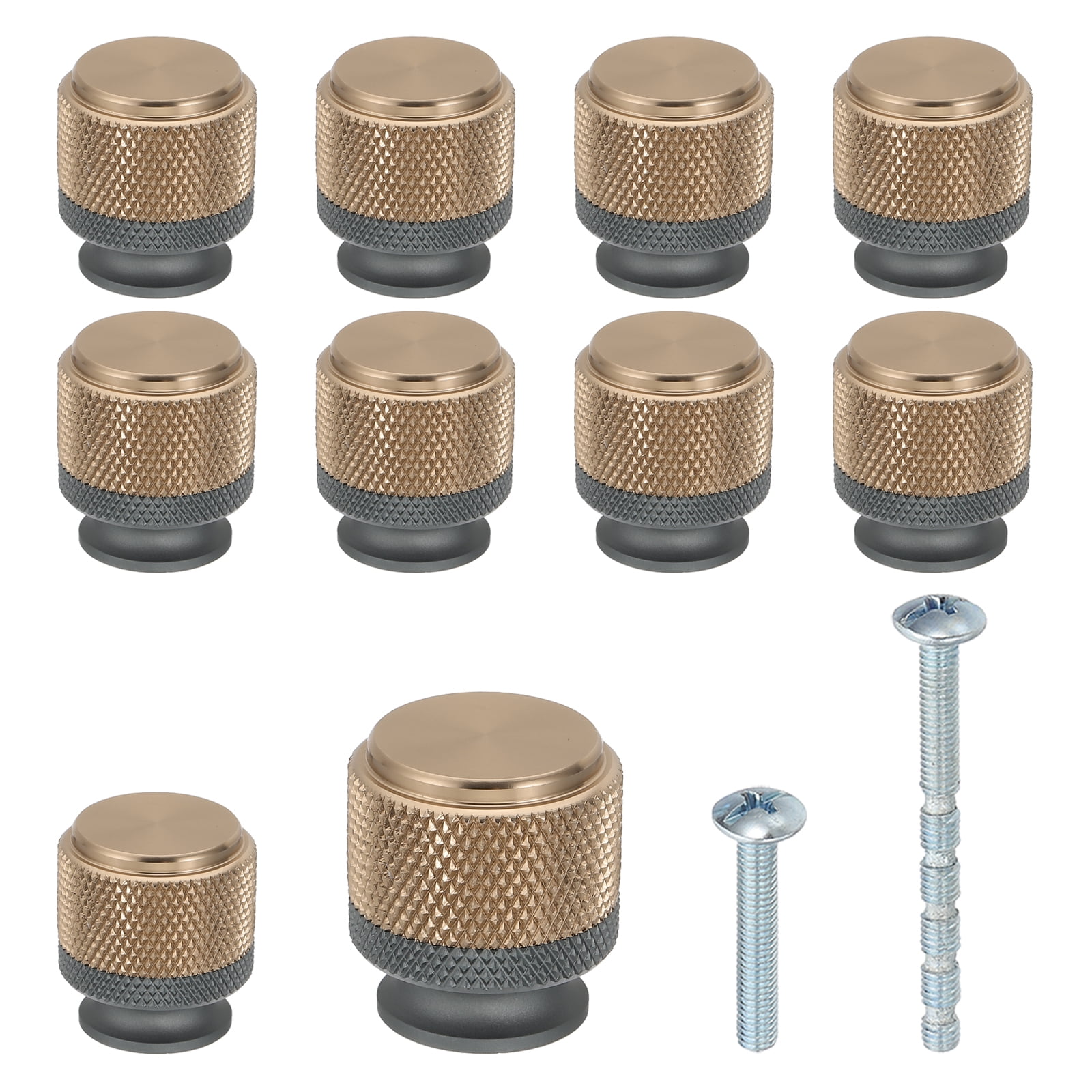 Uxcell 1 Inch Dia. Cabinet Knobs, 10pcs Drawer Round Pulls Handle for Dresser Wardrobe Grey/Bronze