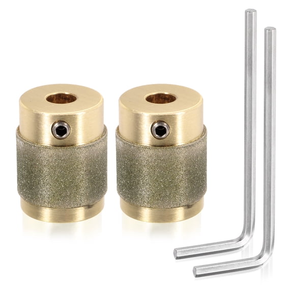 Uxcell 1 Inch Diamond Grinder Bit Head Tools, 2 Pcs Combination Set Ceramic Stained Glass Grinding Wheel Abrasive Tool for Forming Drilling Hard Glass, Gold Tone MCB01
